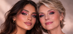 Two models wearing Lóa 9 Eyeshadow Palette Luna Rosa 
