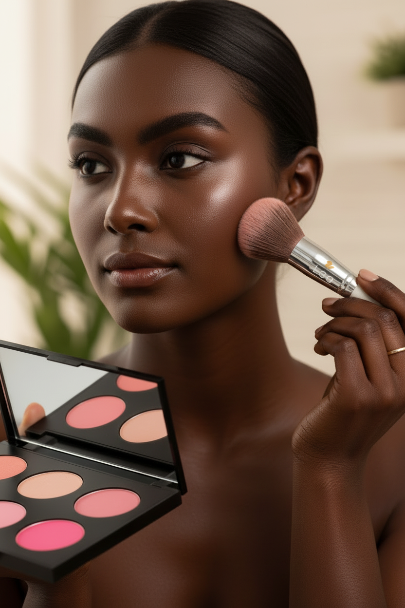 Dark Skin Model - Side Profile Blush Palette