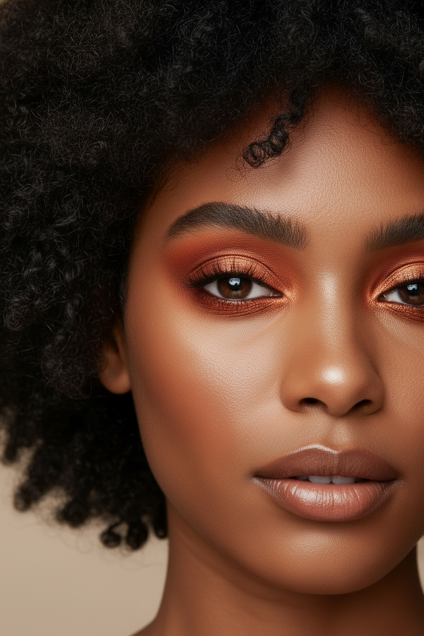 Deep Skin Model - Warm Orange Eyeshadow