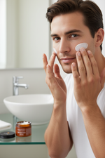 Man Applying Non-Greasy Men's Face Moisturizer
