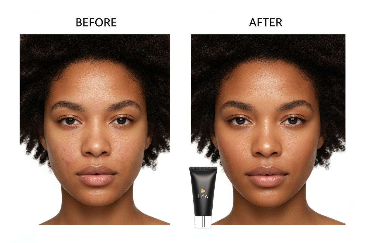Zero Pores Primer - Before & After Dark Skin Curly Hair